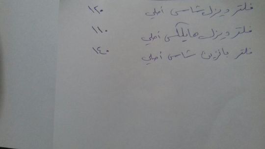 Handwritten list
