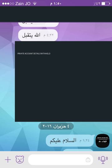 Account details shared in a chat