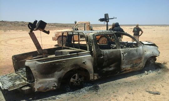 Burned military vehicle