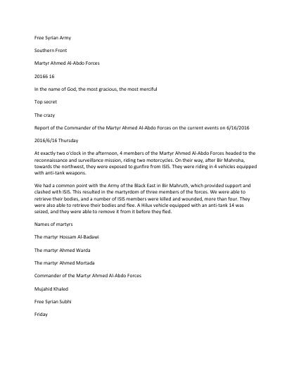Situation report 16 June 2016 Afternoon